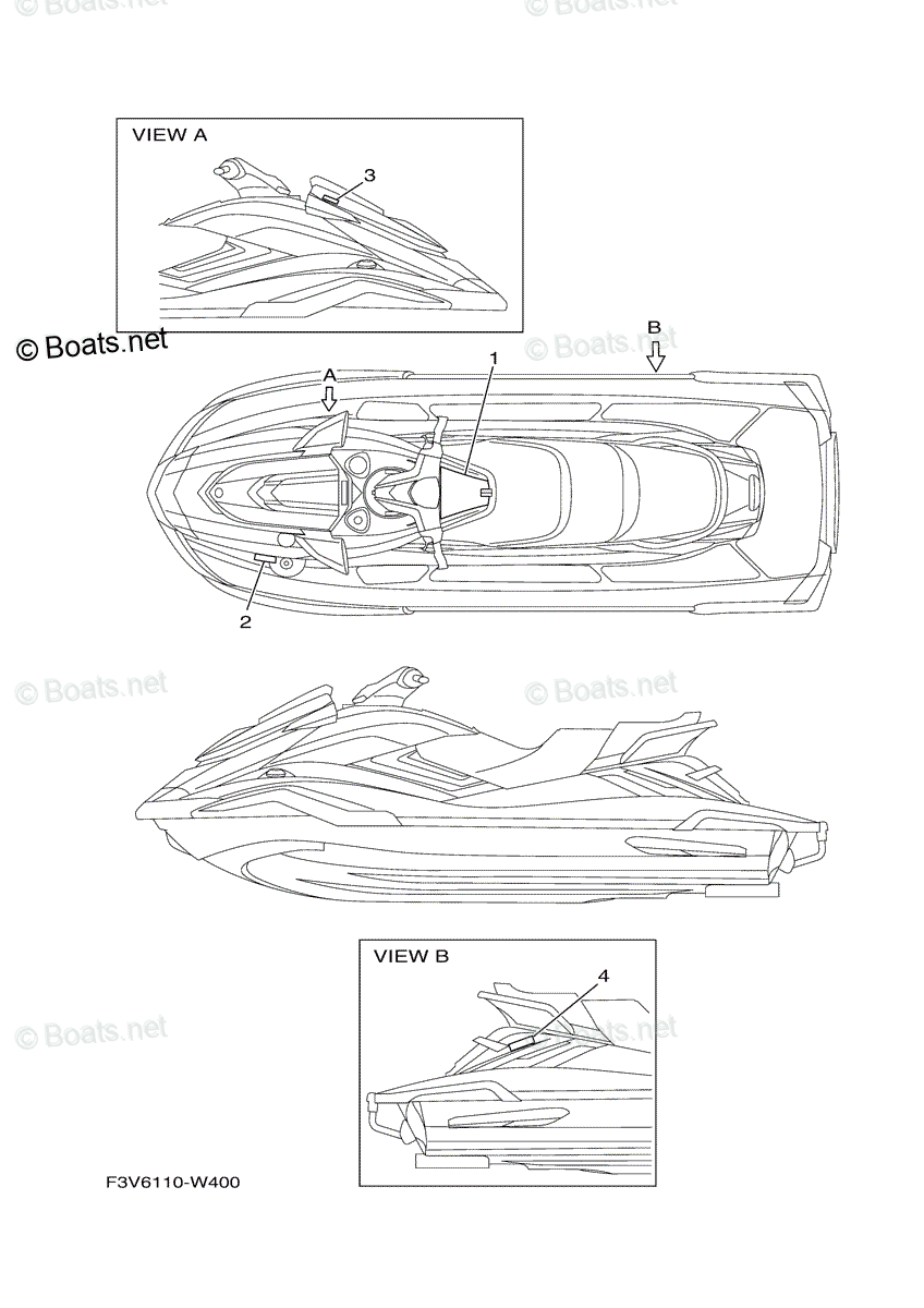 Yamaha Waverunner 2021 OEM Parts Diagram For Important Labels | Boats.net