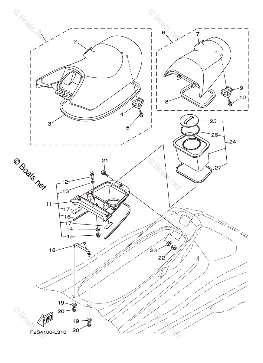 shoken ヤマハ　YD9000TT912RD　TT913RD Yamaha Waverunner 2013 OEM Parts Diagram for Seat & Under