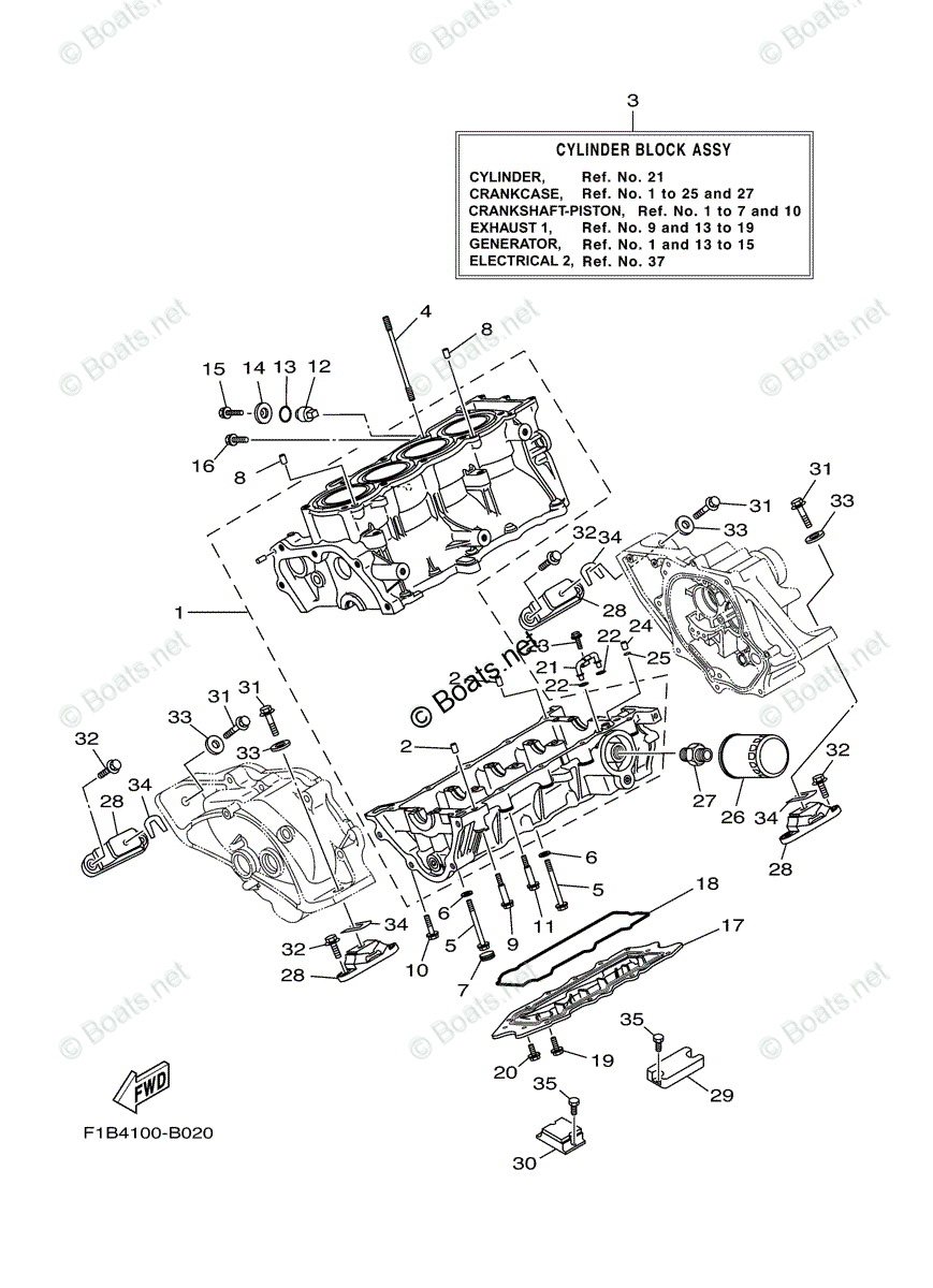 Yamaha Waverunner 2003 OEM Parts Diagram for CRANKCASE | Boats.net