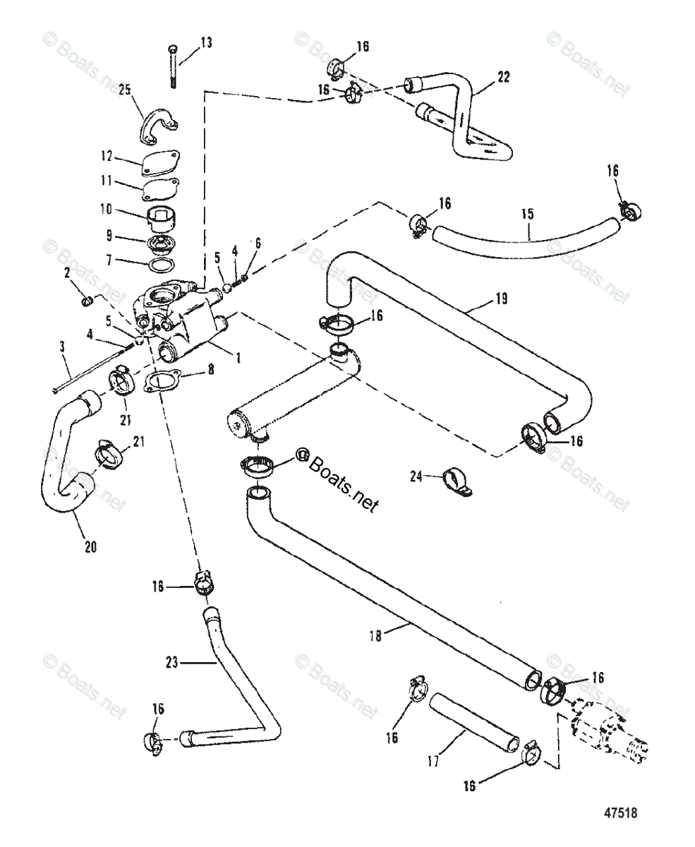 Mercruiser Sterndrive Gas Engines OEM Parts Diagram for THERMOSTAT
