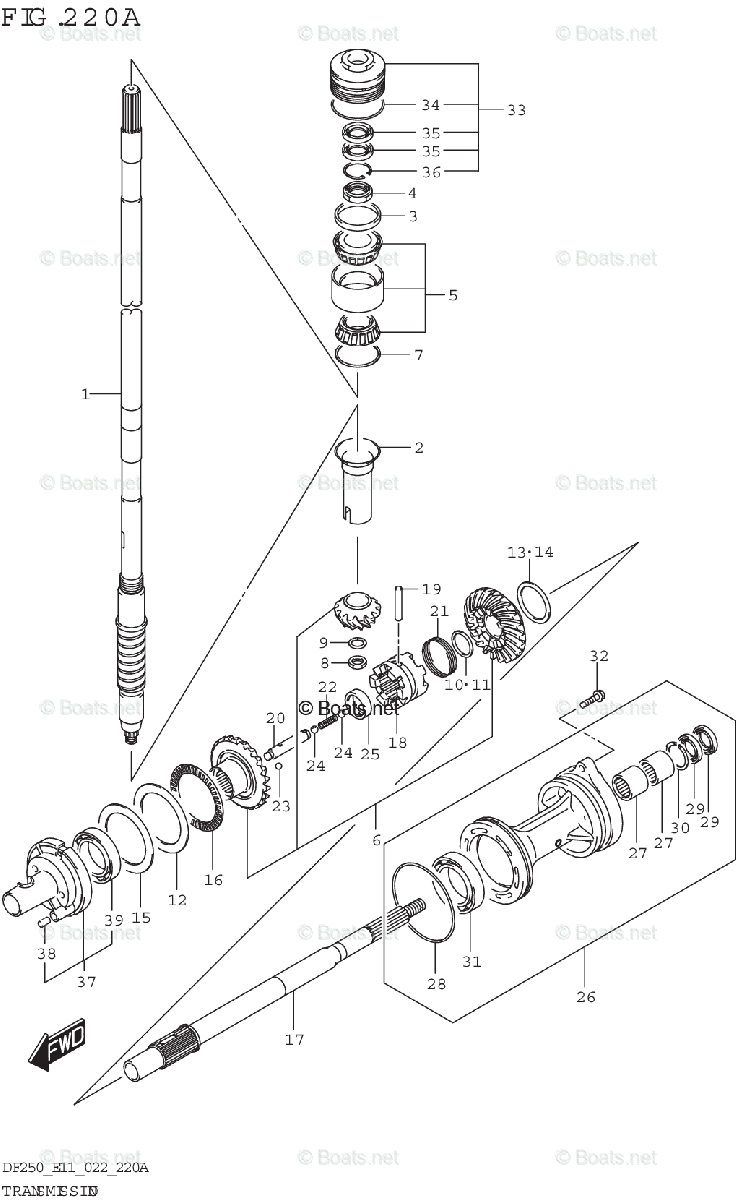 Suzuki Outboard 2022 OEM Parts Diagram for TRANSMISSION (DF200T ...