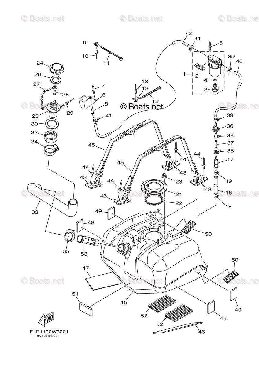 Yamaha Waverunner 2022 OEM Parts Diagram for FUEL TANK | Boats.net