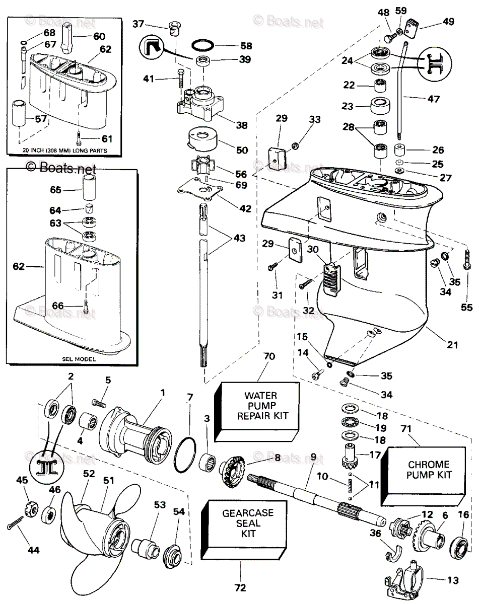 Evinrude Outboard 1993 OEM Parts Diagram for Gearcase