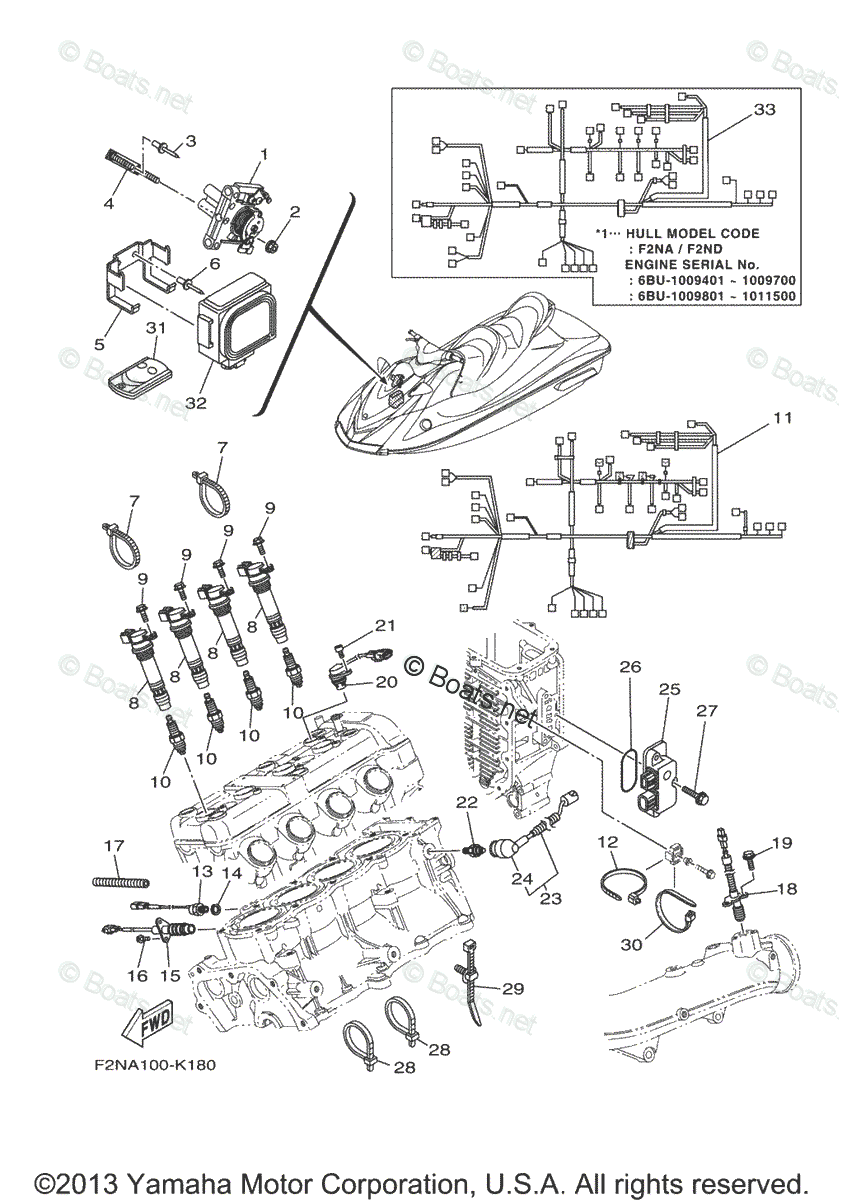 Yamaha Waverunner 2011 OEM Parts Diagram for Electrical 2 | Boats.net