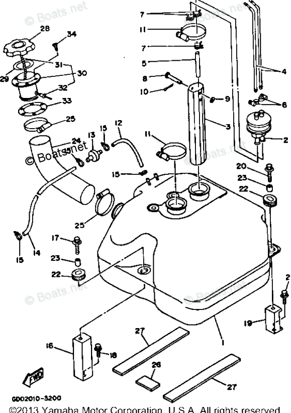 Yamaha Waverunner 1993 Oem Parts Diagram For Fuel Tank 