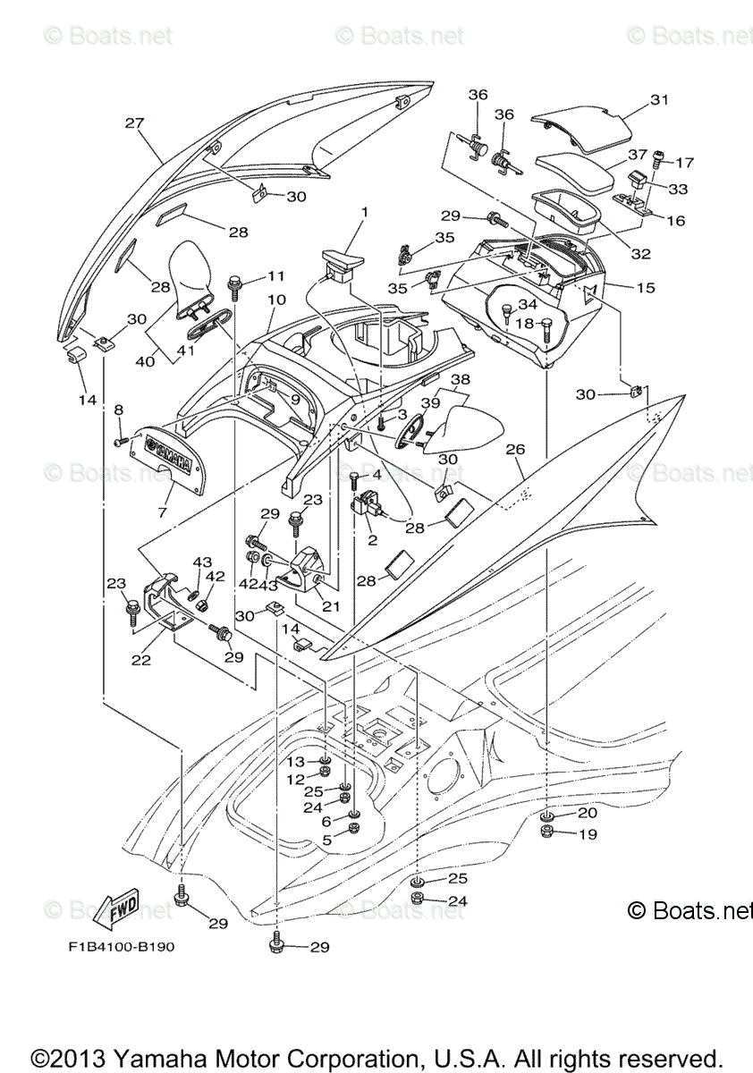 Yamaha Waverunner Parts 2003 OEM Parts Diagram for Engine Hatch 1