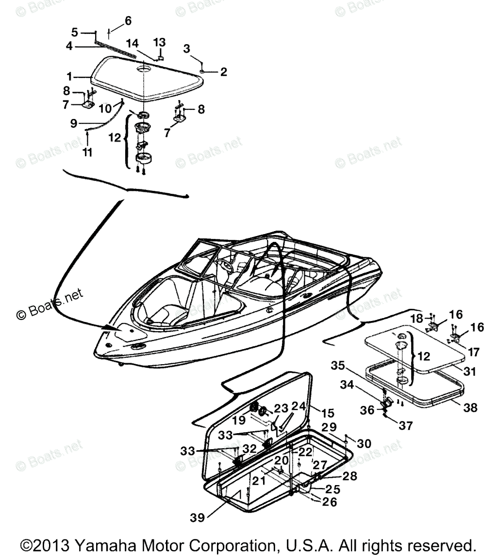 Yamaha Boats 2005 OEM Parts Diagram for Deck Hatch 1