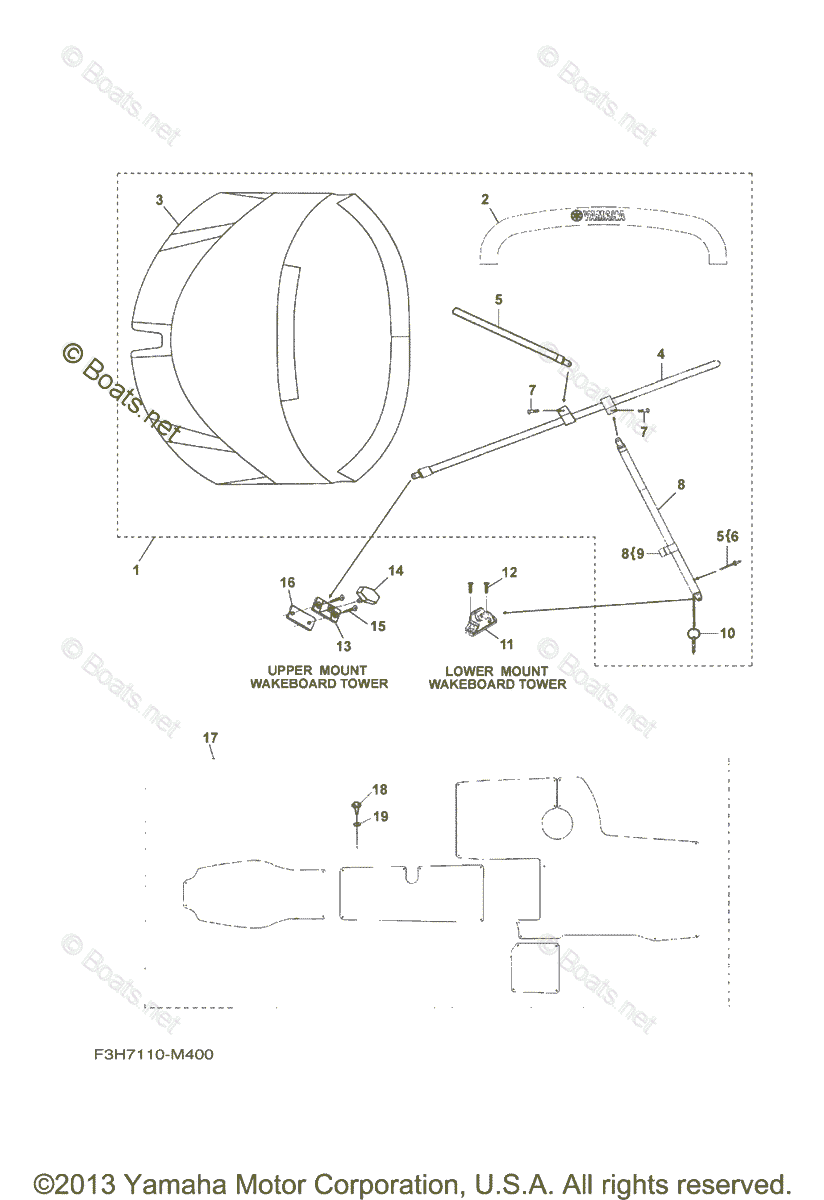 Yamaha Boats 2013 OEM Parts Diagram for Bimini Top Carpet