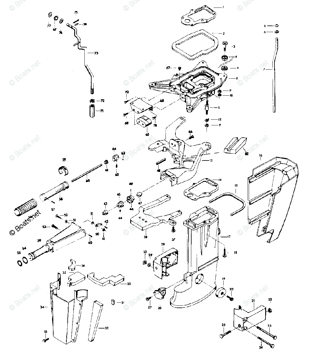 Chrysler Outboard 20HP OEM Parts Diagram for MOTOR LEG