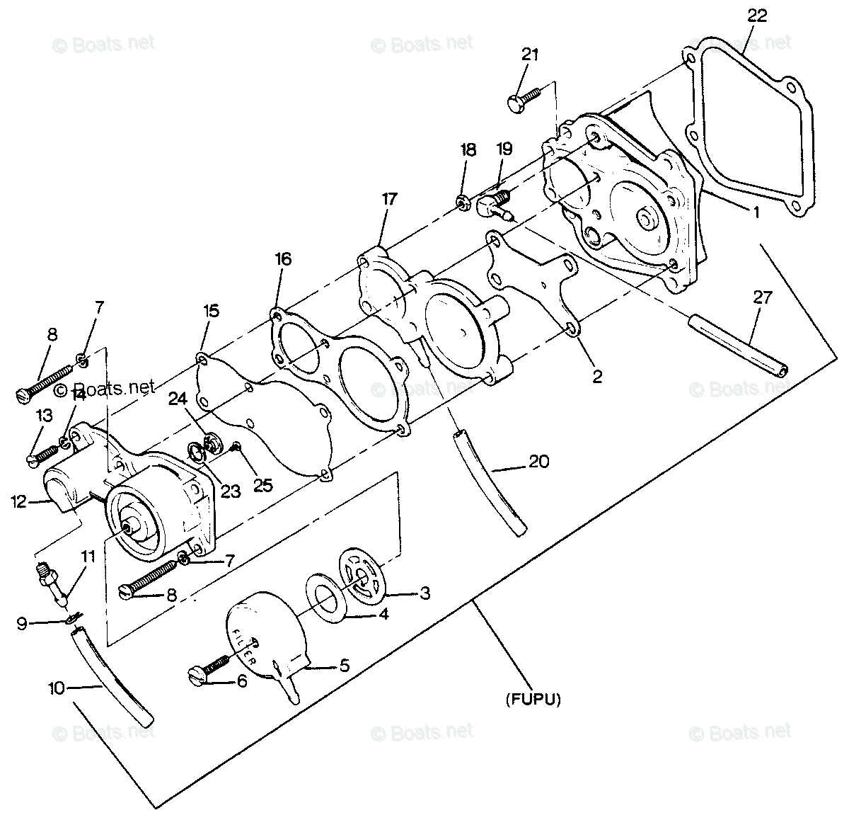 Force Outboard 1988 OEM Parts Diagram for FUEL PUMP