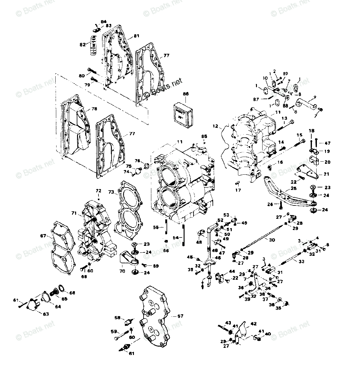 Force Outboard 1984 OEM Parts Diagram for Power Head