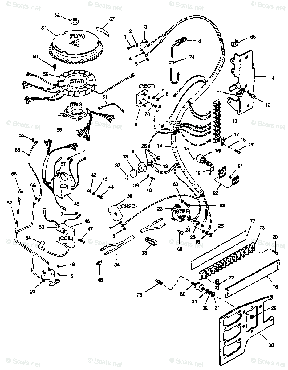 Force Outboard 1989 OEM Parts Diagram for Electrical Components | Boats.net