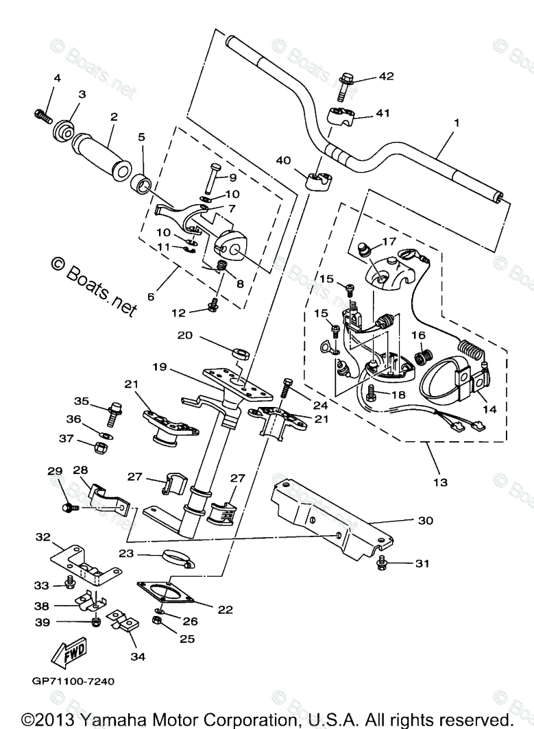 Yamaha Waverunner 1997 OEM Parts Diagram for Steering 1