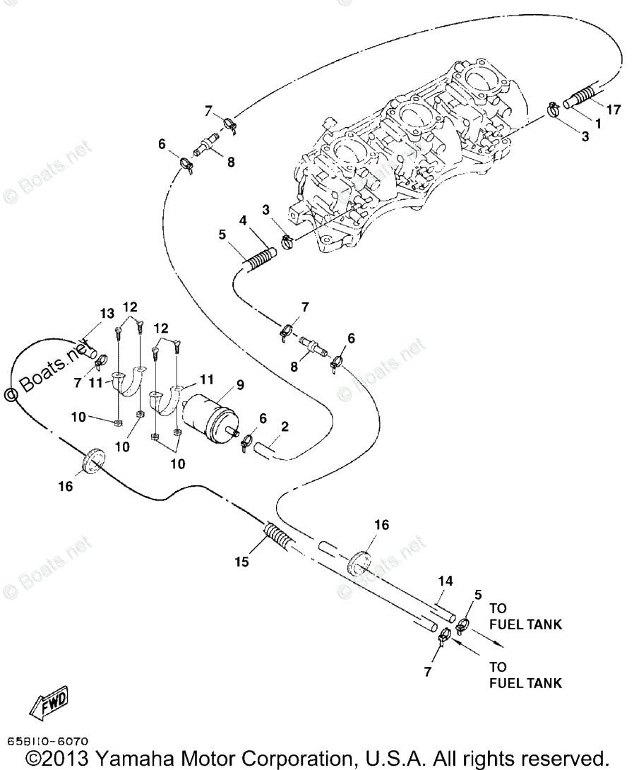 Yamaha Boats 2001 OEM Parts Diagram for Fuel Port Engine | Boats.net