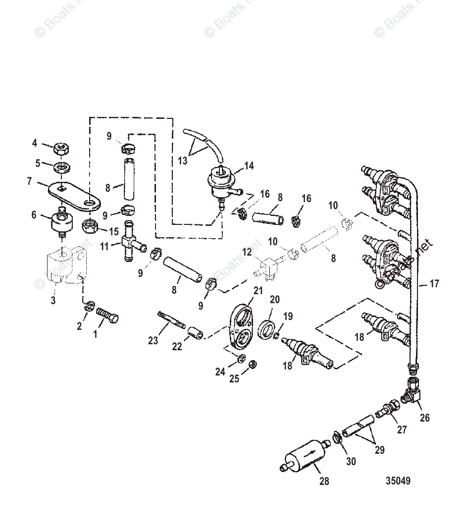 Mercury Outboard 200HP OEM Parts Diagram for Fuel Injectors | Boats.net