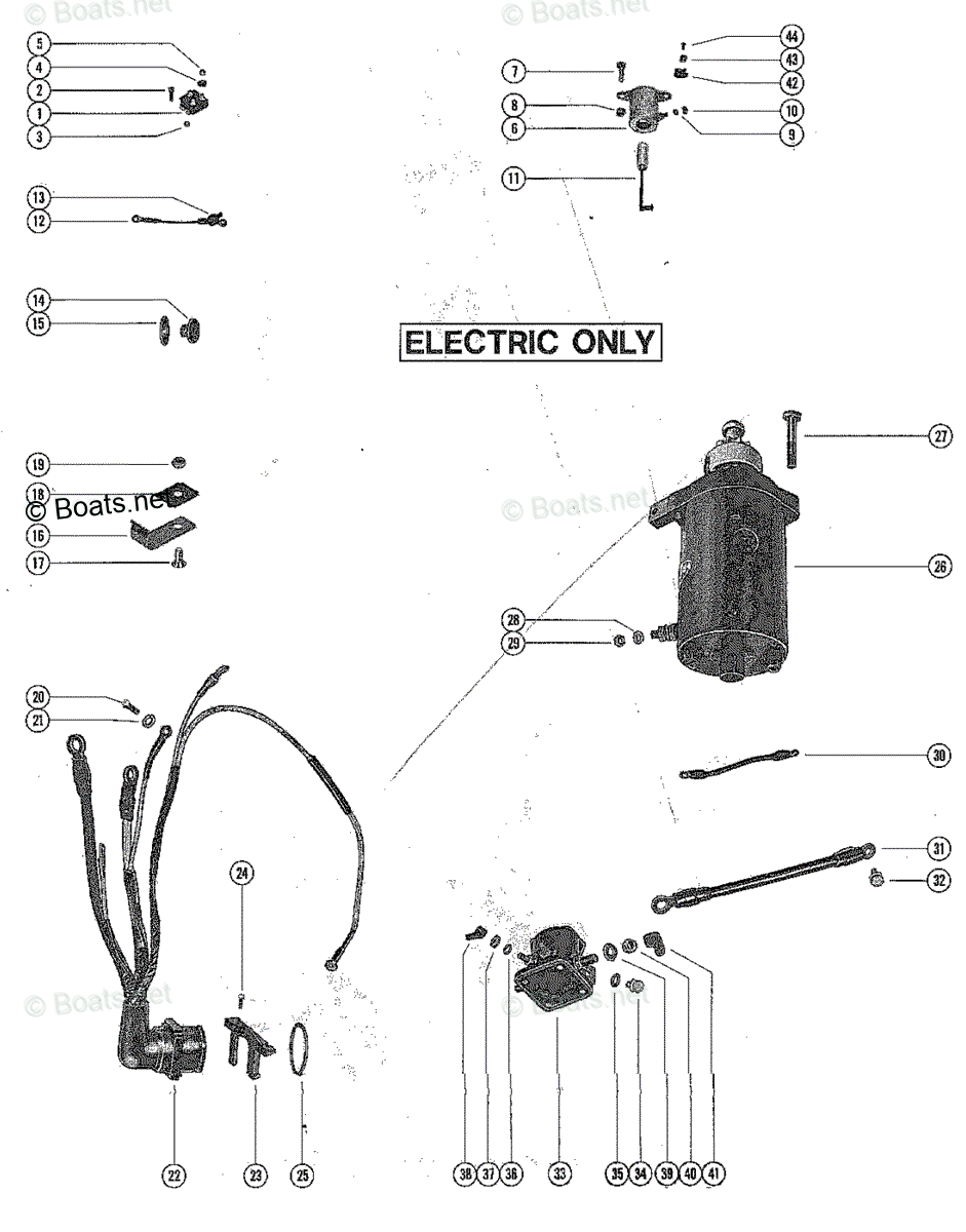 Mercury Mercury Mariner Outboard Parts By Hp Liter 40hp Oem Parts Diagram For Starter Motor Rectifier And Wiring Harness Boats Net