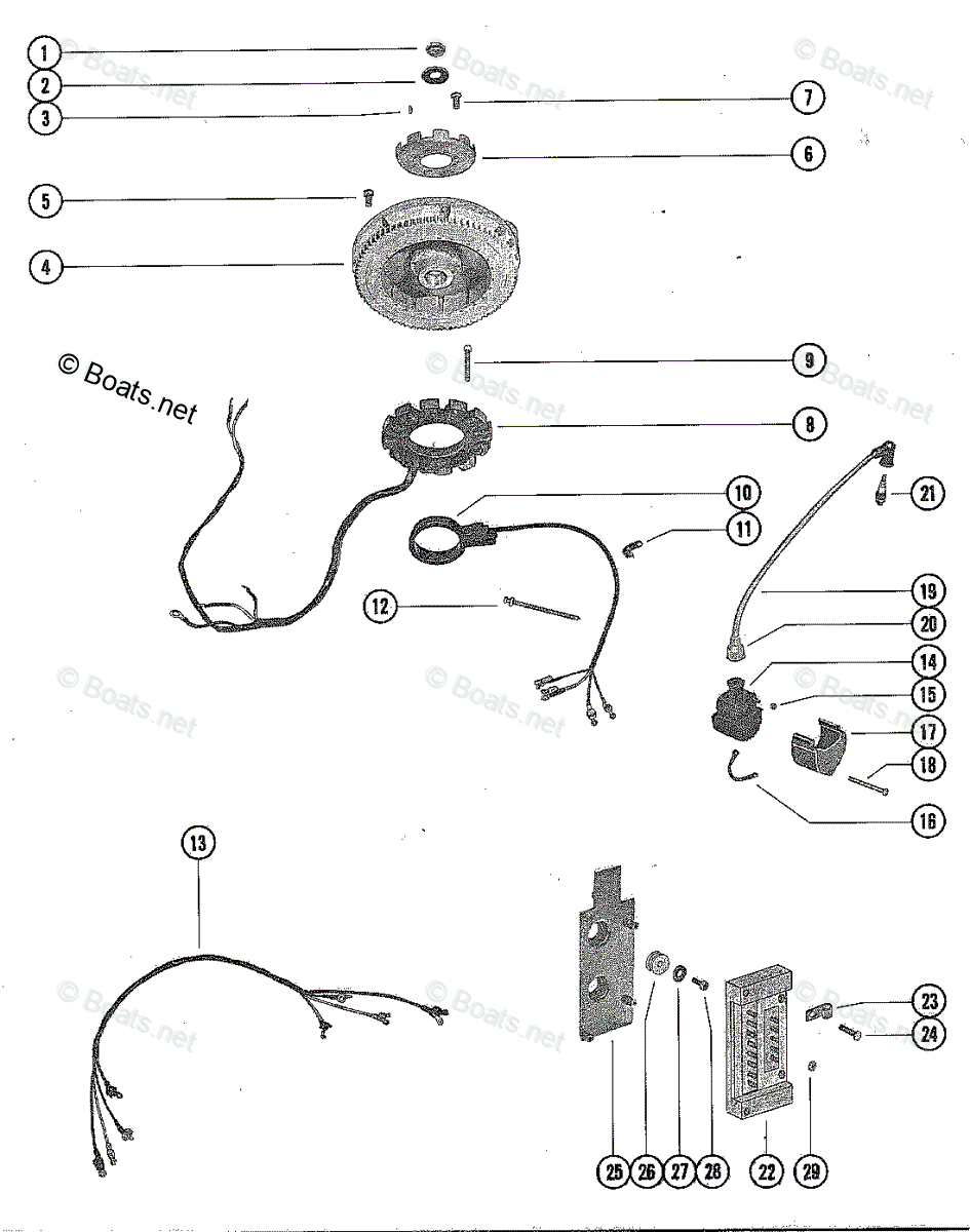 Mercury Outboard 50HP OEM Parts Diagram for Flywheel, Ignition Coil and