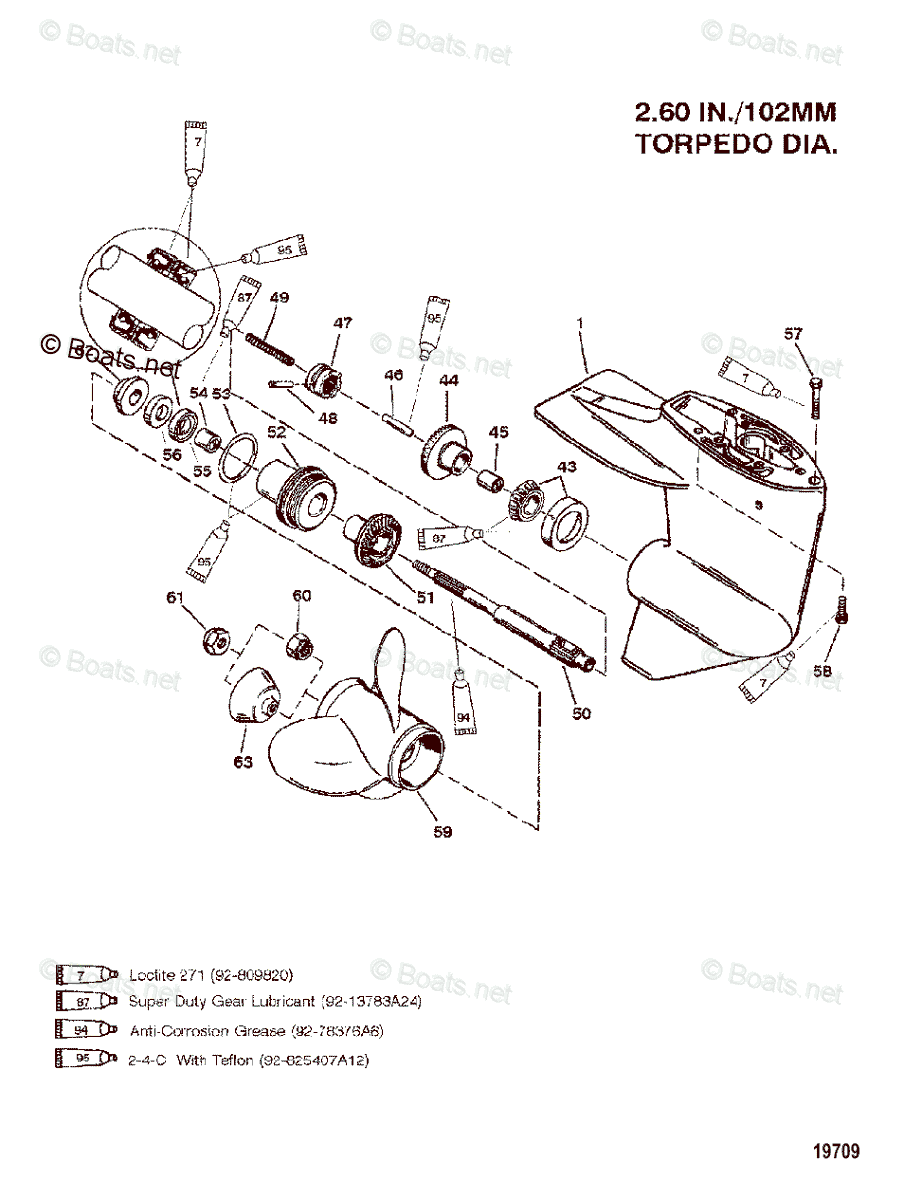 Mariner Outboard 1995 OEM Parts Diagram for Gear Housing (Propeller