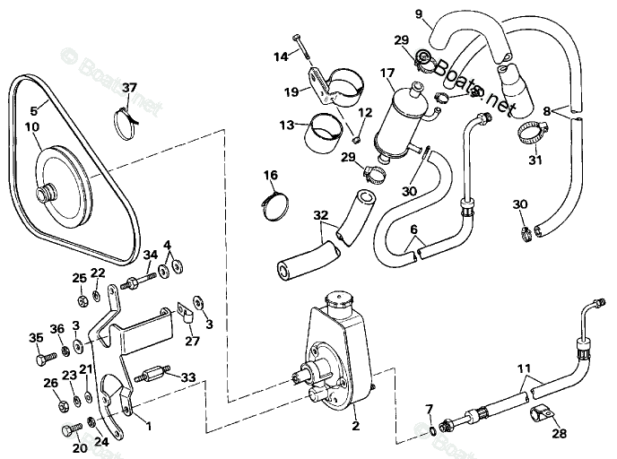 OMC Sterndrive 4.30L 262 CID V6 OEM Parts Diagram for Power Steering