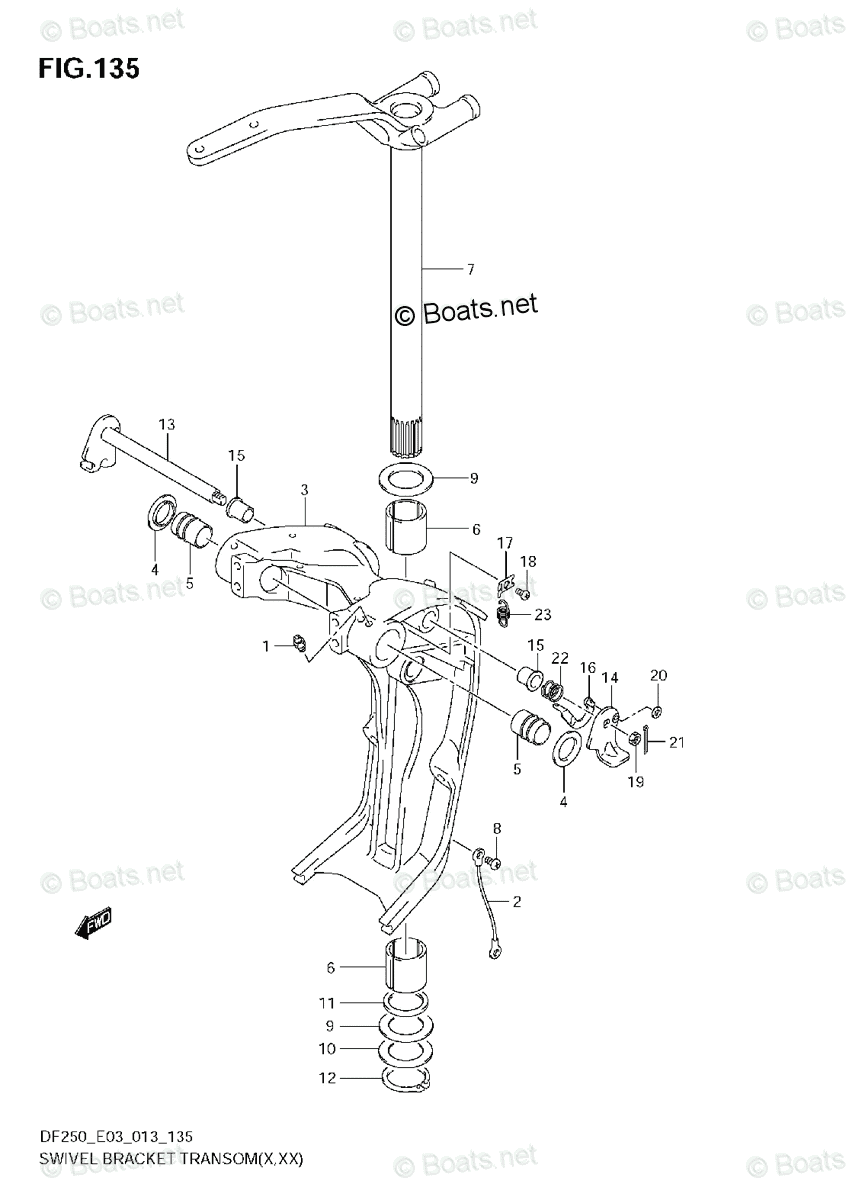 Suzuki Outboard Parts by Model DF 250 OEM Parts Diagram for Swivel