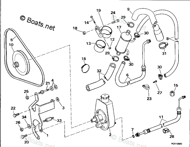 OMC Sterndrive 4.30L 262 CID V6 OEM Parts Diagram for Power Steering