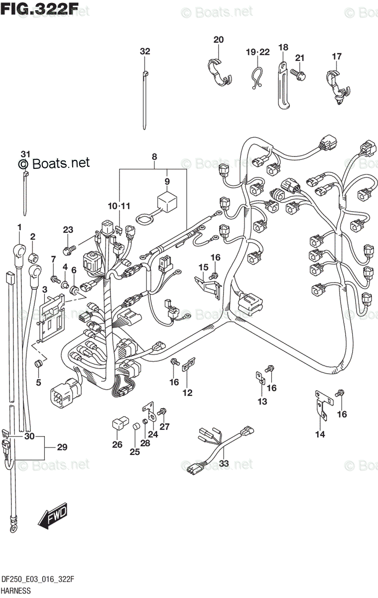 Suzuki Outboard Parts by Model DF 250 OEM Parts Diagram for Harness