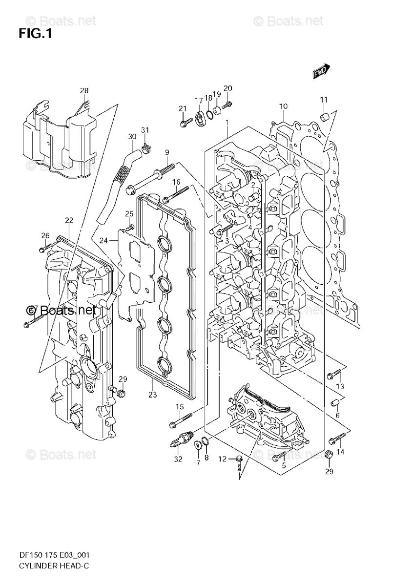 Suzuki Outboard 2011 OEM Parts Diagram for CYLINDER HEAD