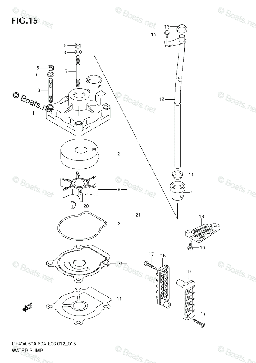 Suzuki Outboard 2012 OEM Parts Diagram for WATER PUMP | Boats.net