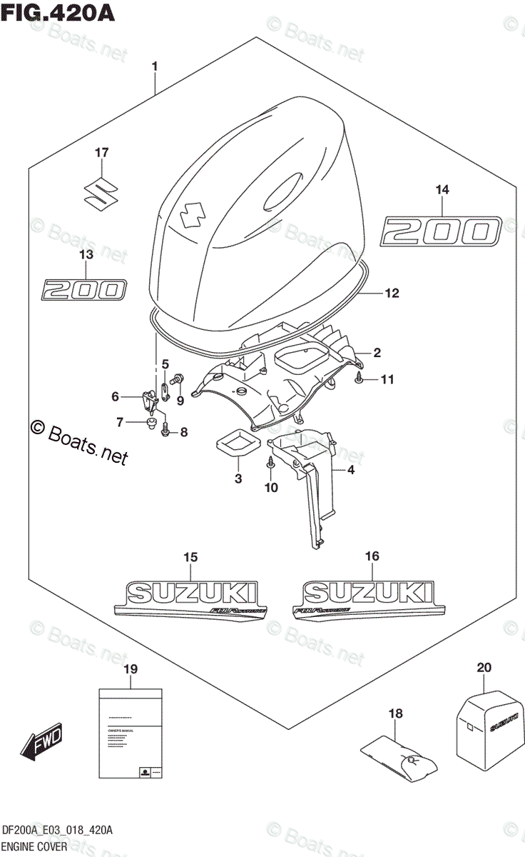 Suzuki Outboard Parts by Year 2018 OEM Parts Diagram for ENGINE COVER