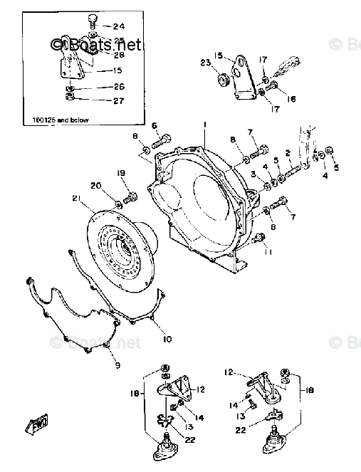 Yamaha Sterndrive 5.0L 305 CID V8 1989 OEM Parts Diagram for Mounting ...