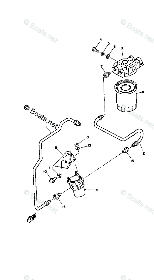 Yamaha Sterndrive 7.4L 454 CID V8 1992 OEM Parts Diagram for Fuel