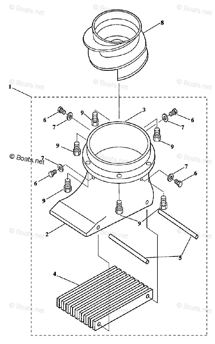 Yamaha Jet Drive 90HP OEM Parts Diagram for Intake Assy Up To Serial 59499