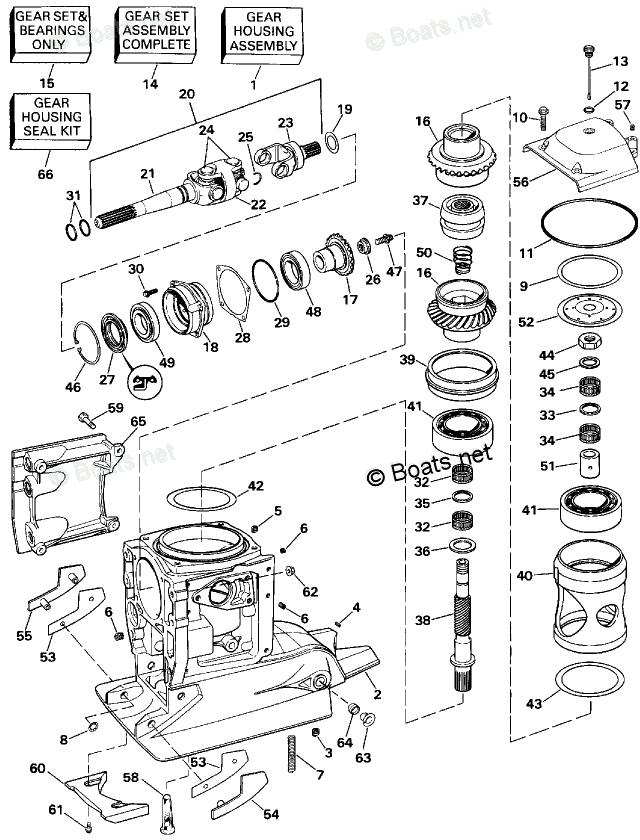 OMC Sterndrive 5.80L 351 CID V8 OEM Parts Diagram for Upper Gear ...