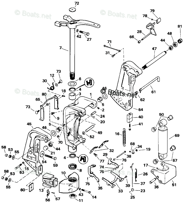 OMC Quiet Rider 115HP OEM Parts Diagram for Stern Bracket - Manual Tilt ...