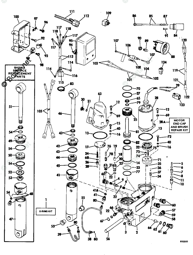 Johnson Outboard 115HP OEM Parts Diagram for Power Trim/Tilt