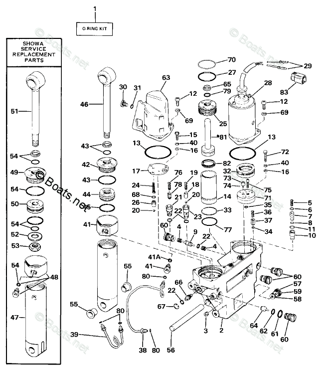 Johnson Outboard 115HP OEM Parts Diagram for Power Trim/Tilt