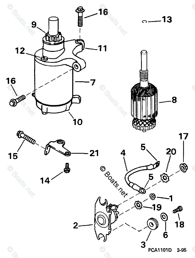 Johnson Outboard 99hp Oem Parts Diagram For Starter Motor And Solenoid