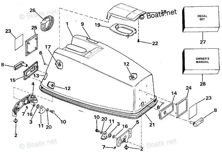 Johnson Outboard Parts by HP 48HP OEM Parts Diagram for Engine Cover