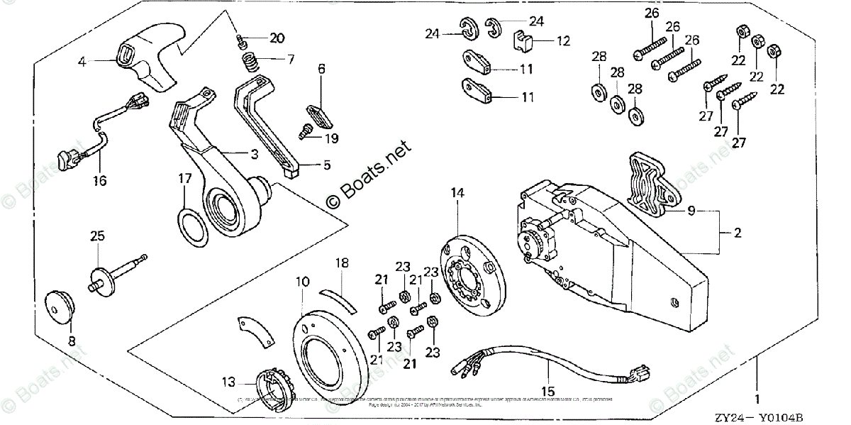 Honda Outboard 2004 OEM Parts Diagram for Remote Control (Flush Mount ...