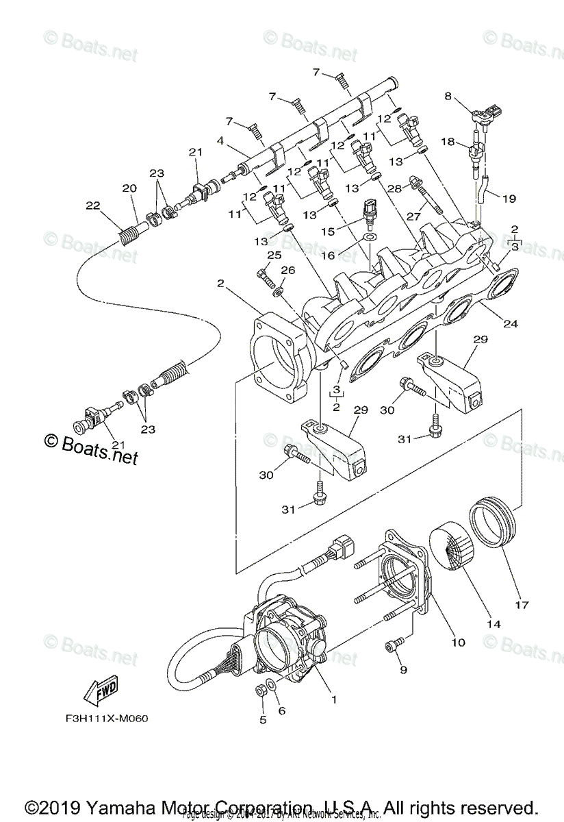 Yamaha Boats 2017 OEM Parts Diagram for Intake 1