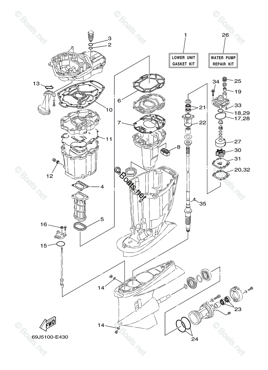 Yamaha Outboard 2005 OEM Parts Diagram for Repair Kit 2 | Boats.net