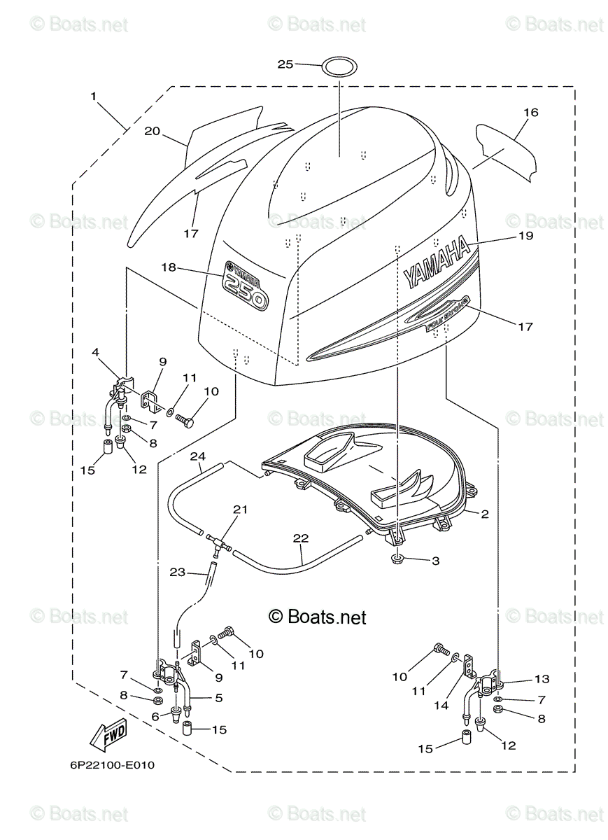 Yamaha Outboard 2005 OEM Parts Diagram for TOP COWLING | Boats.net