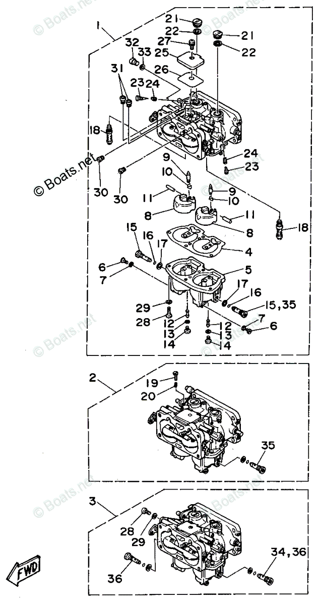 Yamaha Outboard 1995 OEM Parts Diagram for CARBURETOR | Boats.net