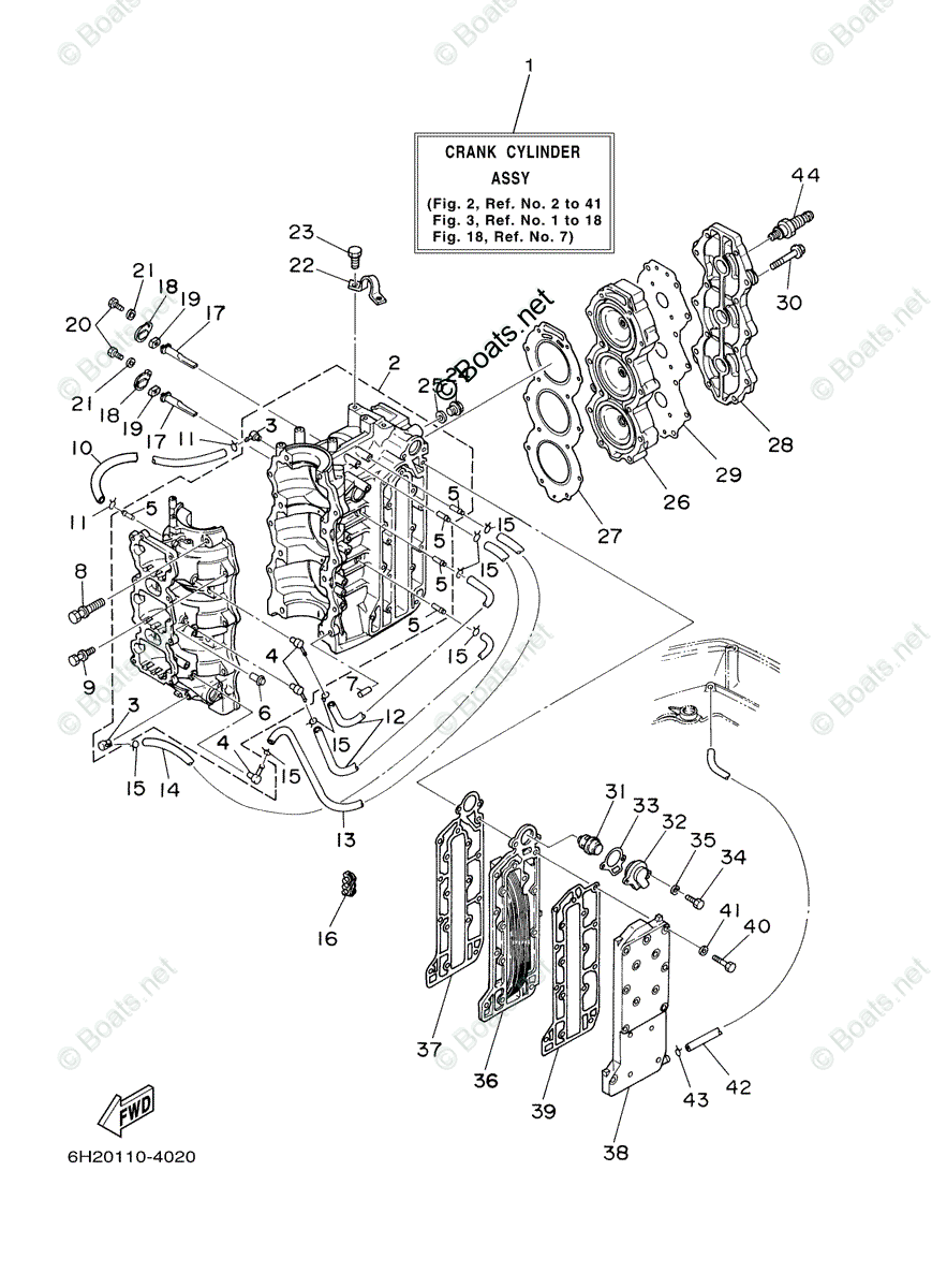 Yamaha Outboard 2000 OEM Parts Diagram for CYLINDER CRANKCASE | Boats.net