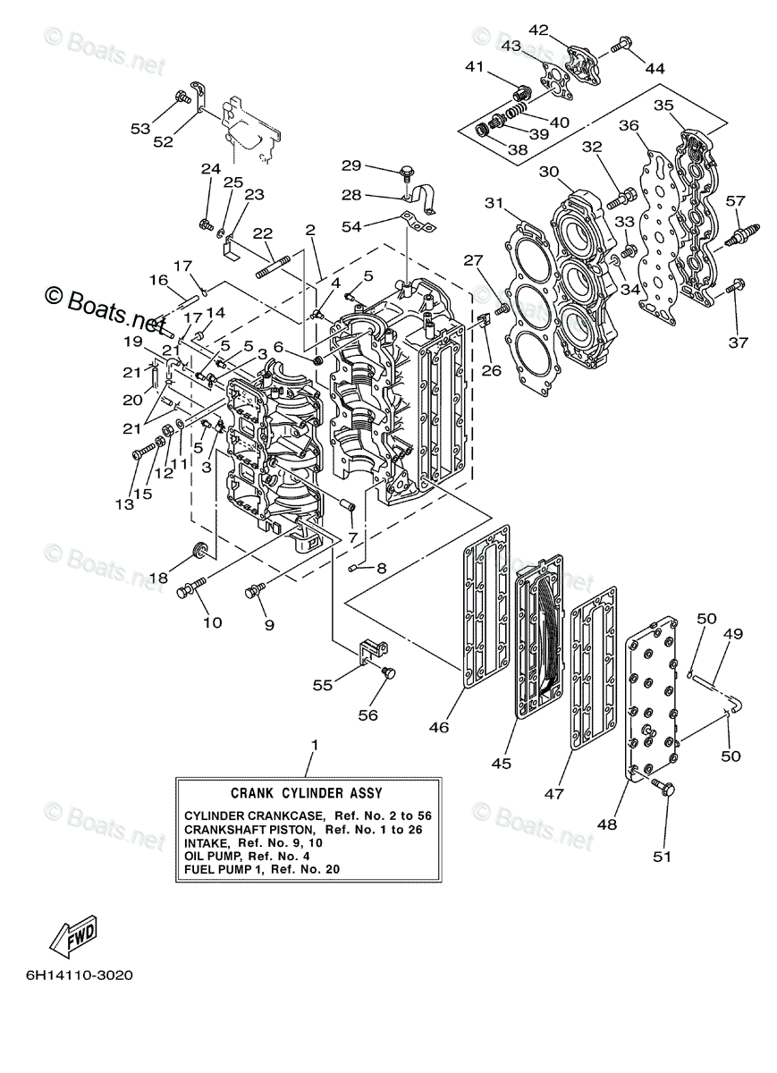 Yamaha Outboard 2005 OEM Parts Diagram for CYLINDER CRANKCASE | Boats.net