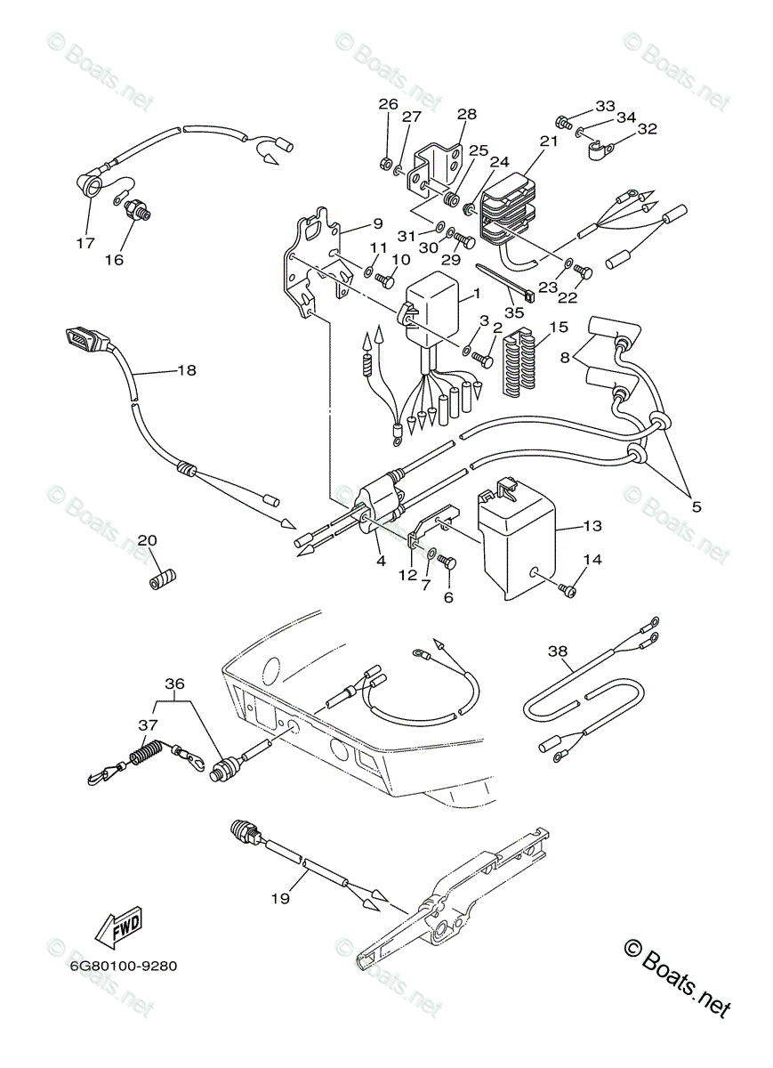 Yamaha Outboard 2000 Oem Parts Diagram For Electrical 1 9515