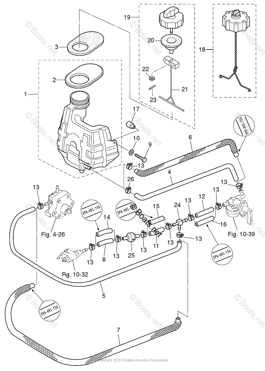 Tohatsu Outboard 2020 OEM Parts Diagram for INTEGRAL FUEL TANK | Boats.net