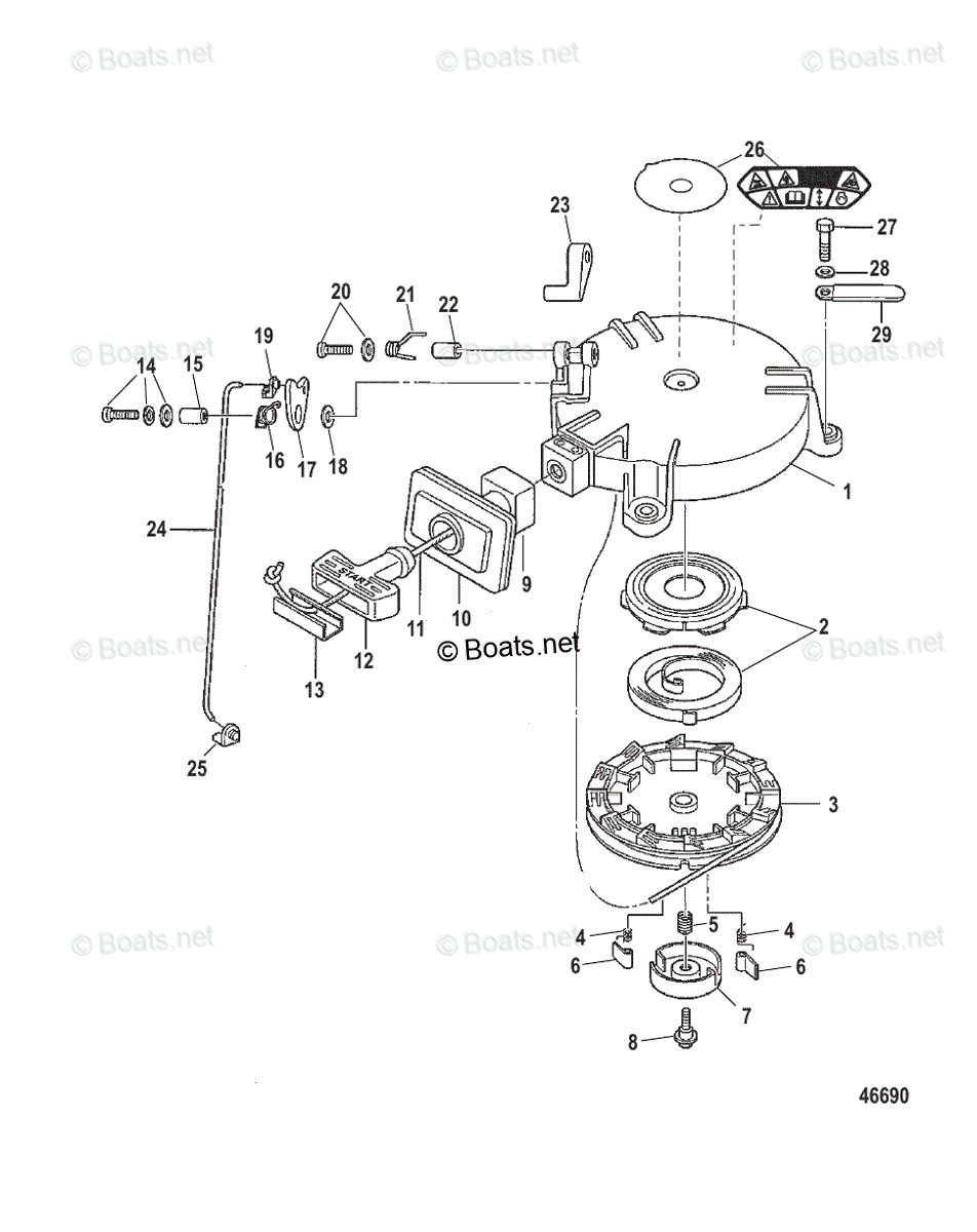 Mercury Outboard 6HP OEM Parts Diagram for RECOIL STARTER | Boats.net