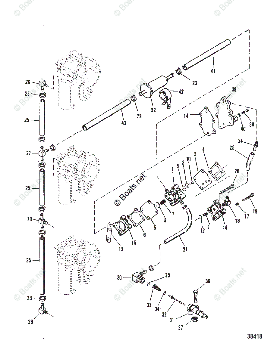 Mercury Outboard 90HP OEM Parts Diagram for FUEL PUMP AND FUEL LINES ...