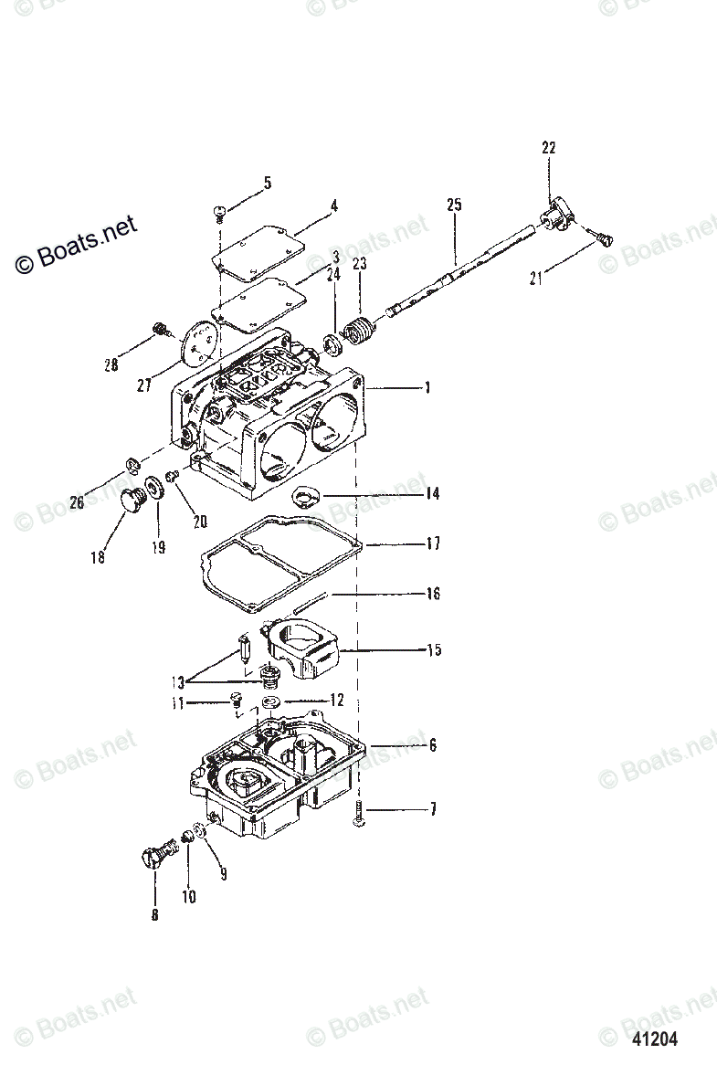 Mercury Outboard 175HP OEM Parts Diagram for Carburetor Assembly ...